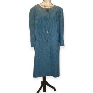 John Meyer Collection Women’s 22W Teal Chevron Coat Jacket Vintage Inspired Plus